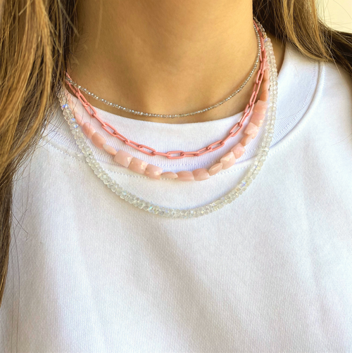 White Moonstone Layering Necklace