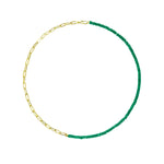 Half and Half Emerald Bead and Gold Plated Paperclip Chain Necklace- ALL NEW BOUTIQUE EXCLUSIVE