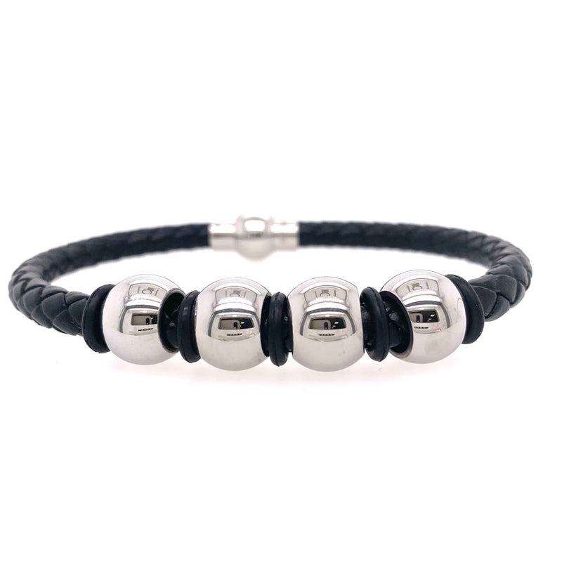 Stainless Steel Leather Bracelet