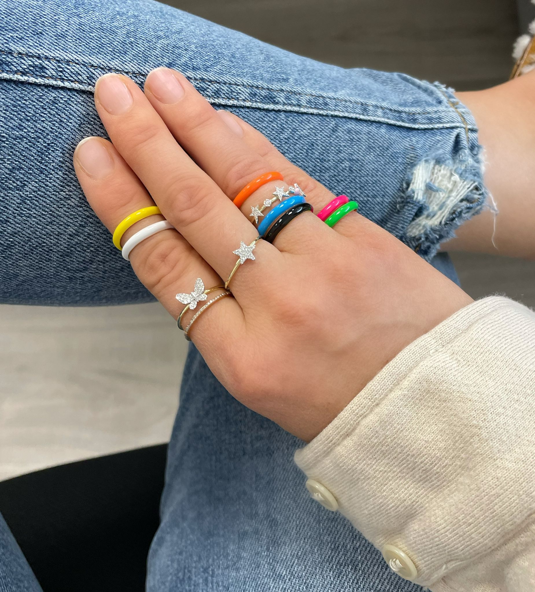 Blue enamel ring deals