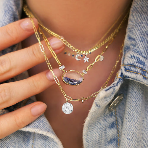 Paperclip Sapphire Shaker Necklace