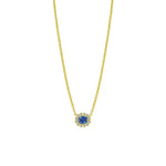 Yellow Gold Blue Sapphire Bezel Set Diamond Necklace (Online Exclusive)