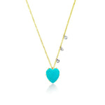 Turquoise Yellow Gold Heart Necklace