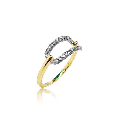 yellow gold and open pave diamond ring