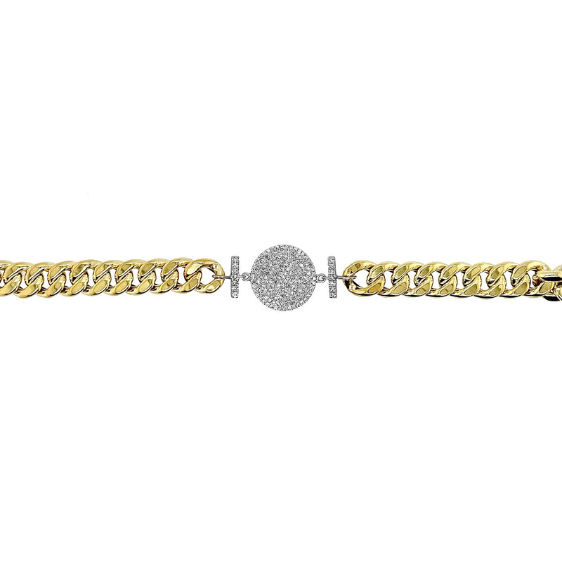 Chunky Chain Diamond Disk Bracelet -