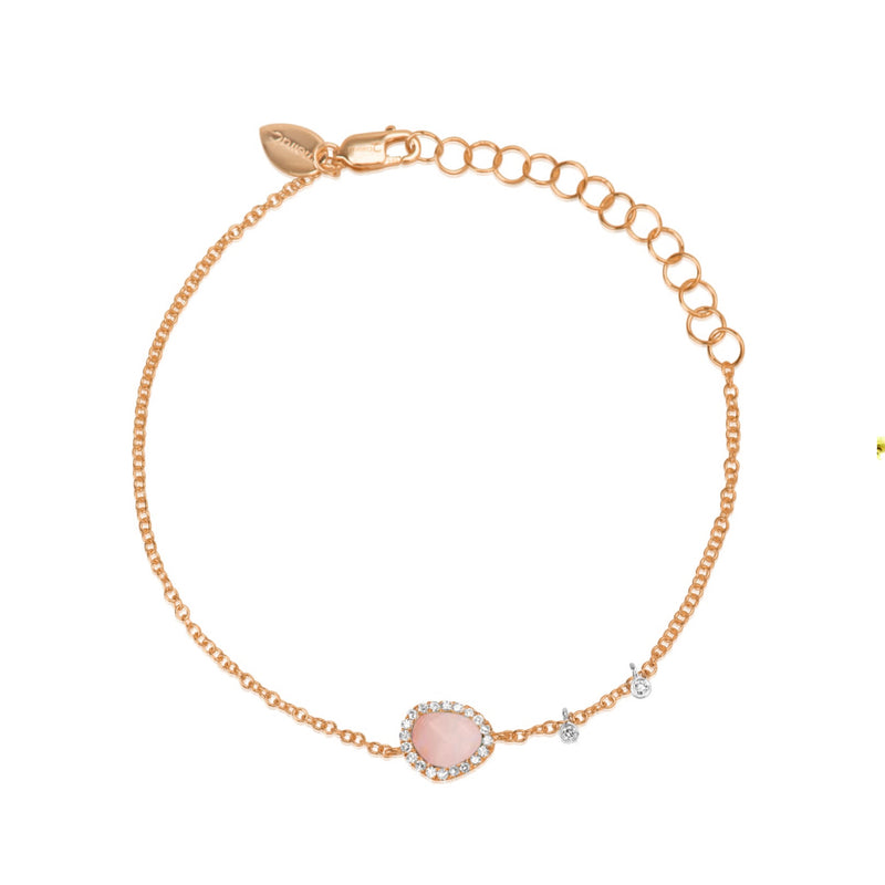 Rose Gold Pink Opal Diamond Bracelet