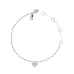 yellow gold ball chain and diamond heart bracelet