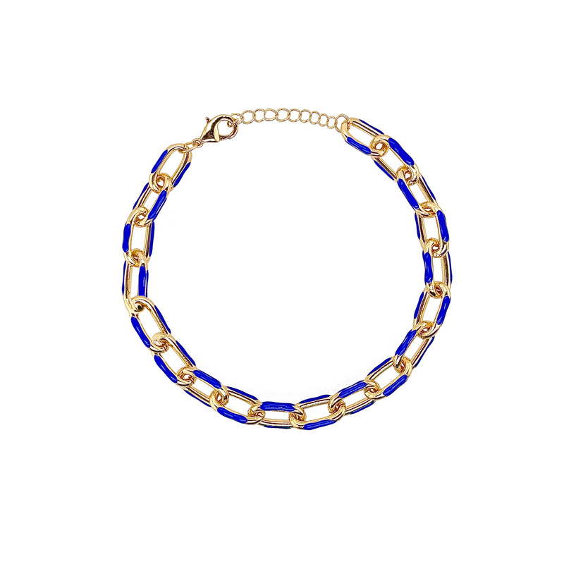 Enamel and Yellow Gold Plated Paperclip Bracelet