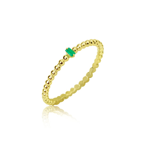 Yellow gold Dainty Emerald Baguette Spot Band