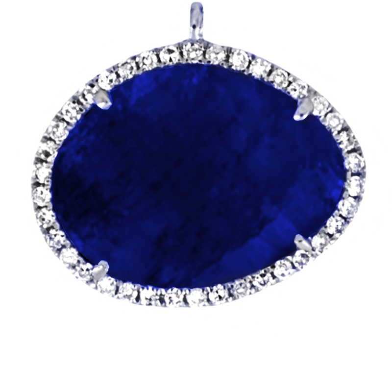 Large Center White Gold and Blue Sapphire