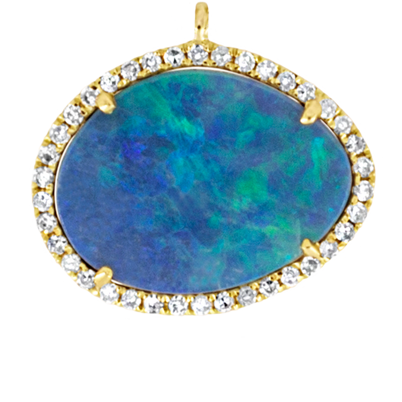 Large Center Yellow Gold and Opal