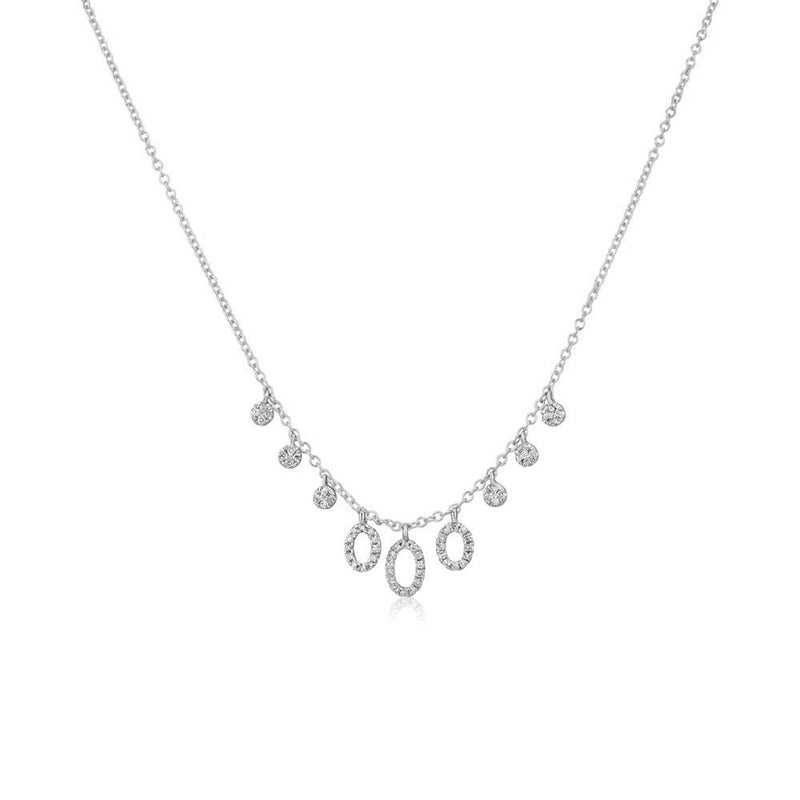 Yellow Gold necklace with Oval and Diamond Bezels