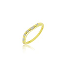 Curved Brushed Gold Diamond Ring