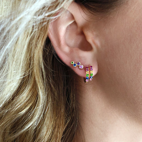 Yellow Gold Rainbow Huggie