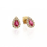Yellow Gold Pink Tourmaline Studs