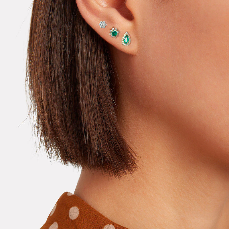 Sisterly Style Emerald Yellow Gold Flower Stud | Online Exclusive