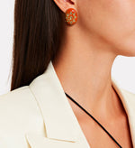 Oversized Yellow Gold and Diamond Flower Clip-On Earrings