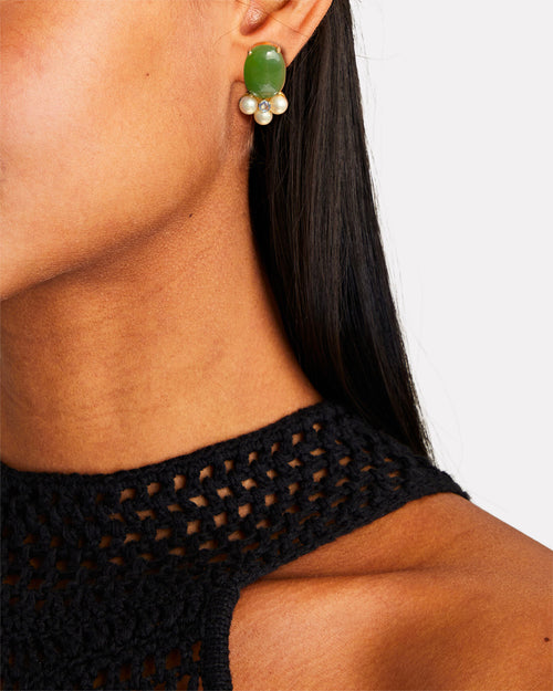 Pearl and Jade Vintage Earrings