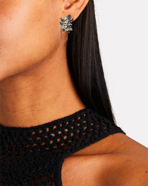 White Gold Diamond and Sapphire Antique Earrings