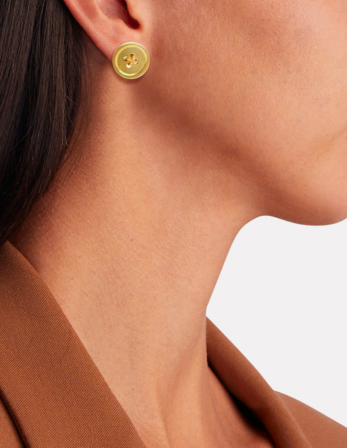 Yellow Gold Button Studs