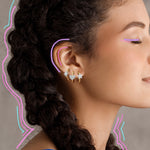 14 Kt Yellow Gold .13 Ct Diamond Starburst Hoops