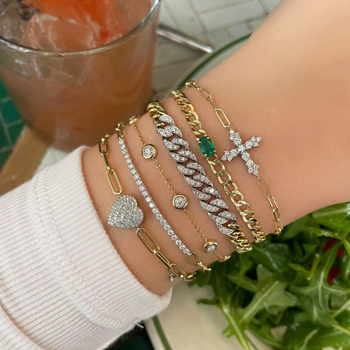 Emerald and Cuban Link Bracelet