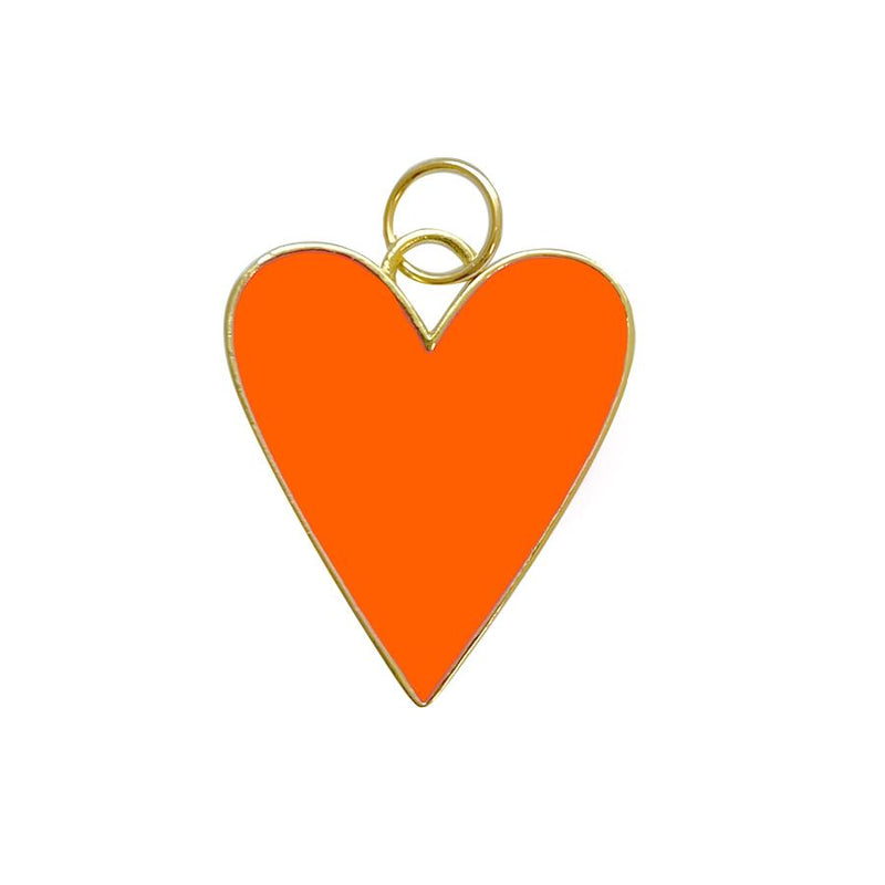 Orange  Enamel Heart Charm