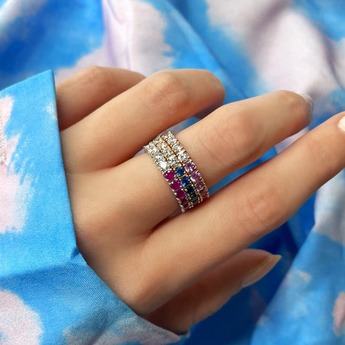 Diamond & Ruby Half and Half Ring