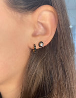 Black Enamel Crystal Gold Plated Stud