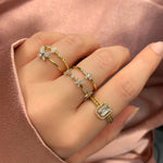 Yellow Gold Dainty Diamond Cross Ring