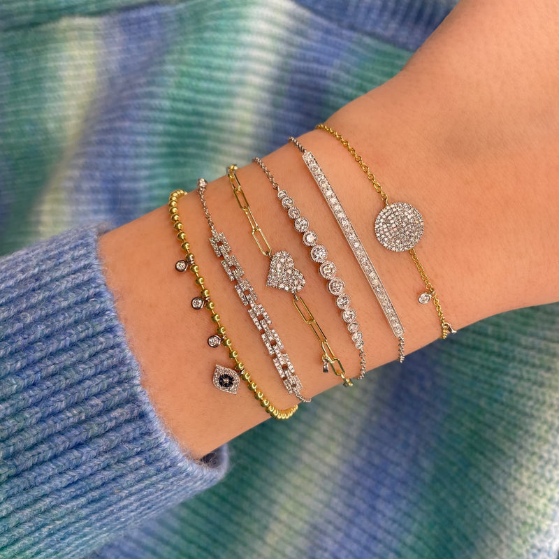 Pave Square Link Single Chain Bracelet