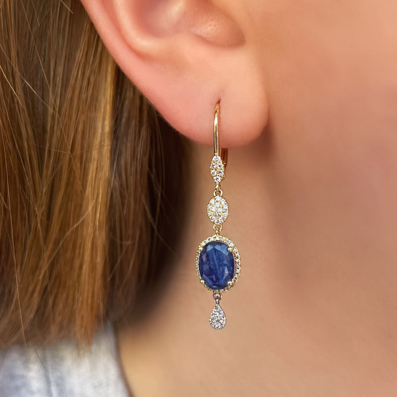 Kyanite and Diamond Drop Earrings
