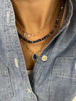 Lapis Washer Bead and Gold Lock Necklace