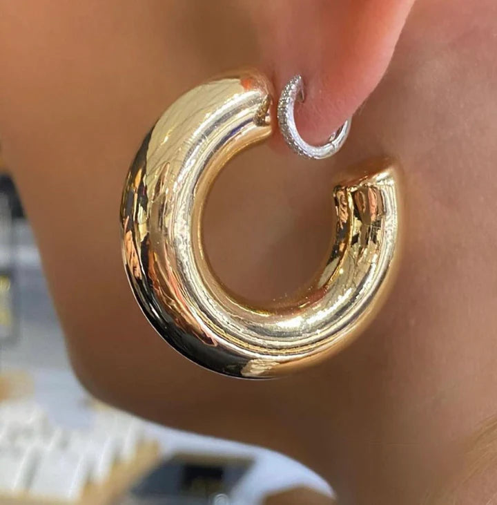 Gold Plated Thick Open Hoops