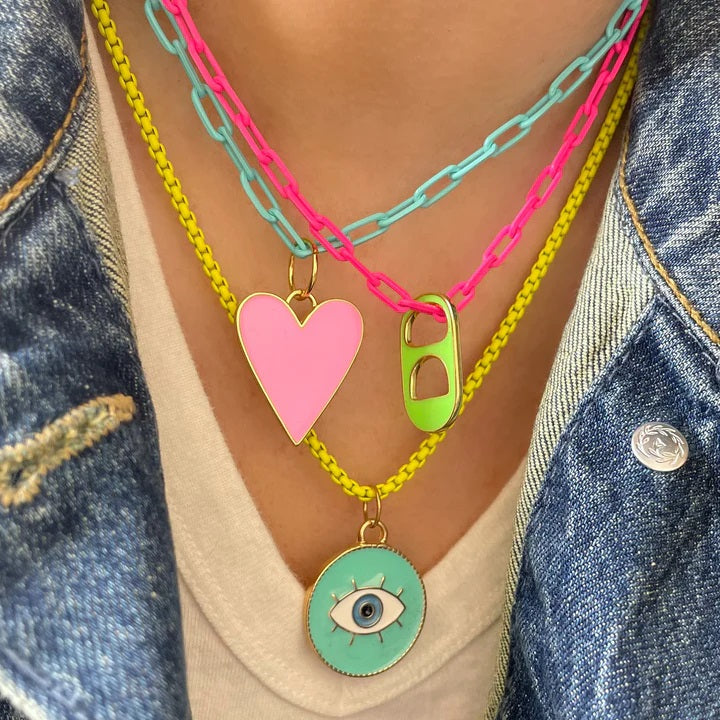 Seafoam Green Enamel Evil Eye Charm