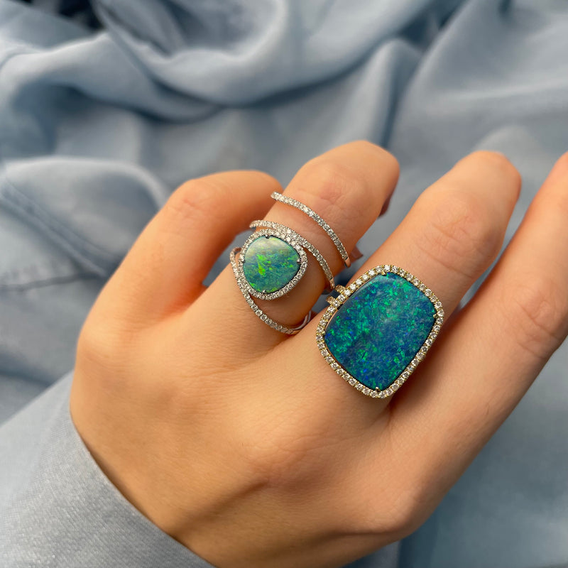 Opal Diamond Wave Ring