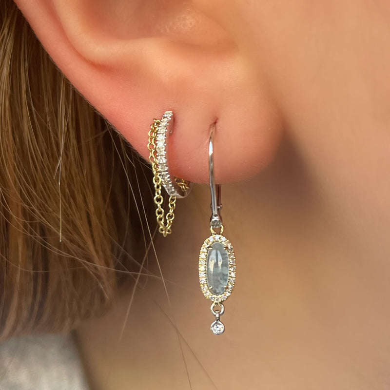Diamond huggie earring with chain