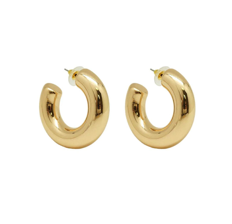 Small Gold Plated Thick Open Hoops