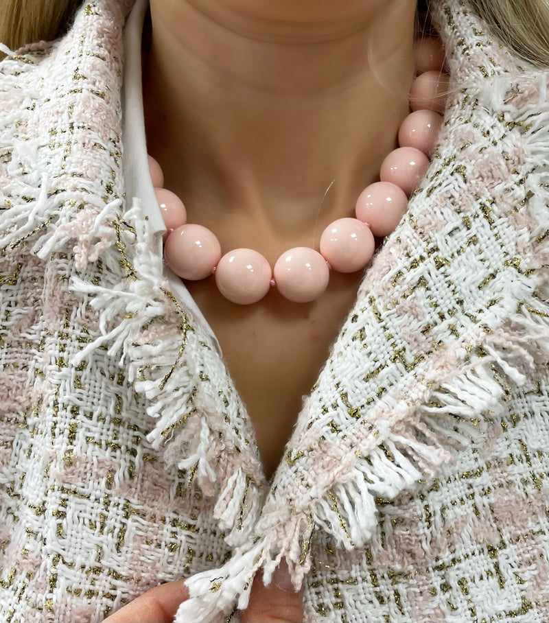 Resin Sphere Necklace in Pastel Pink