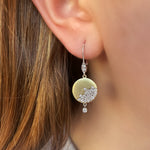 Yellow Gold Scattered Diamond Disk Earrings