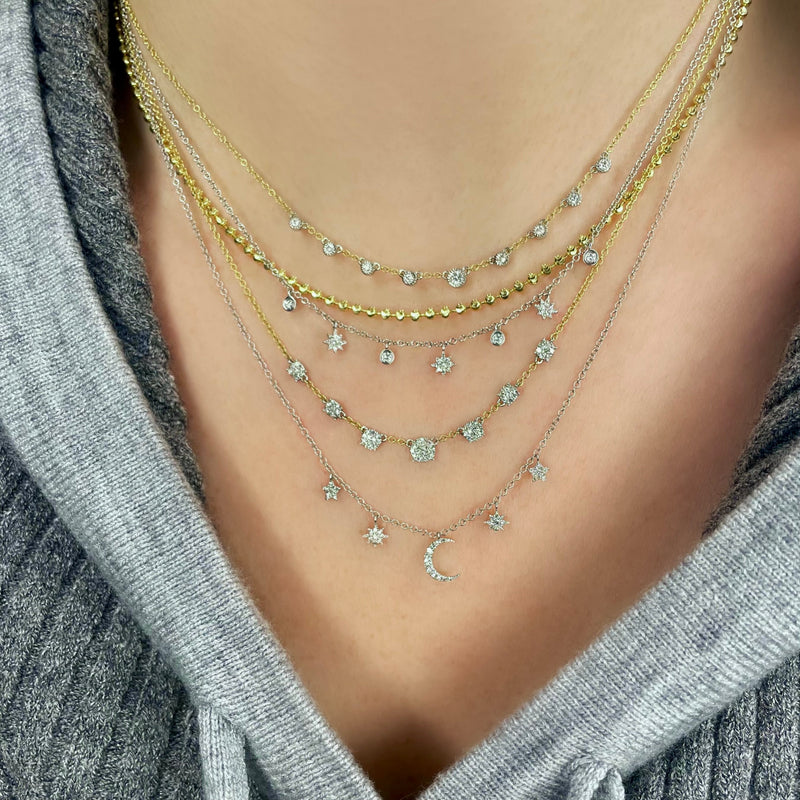 Sisterly Style Yellow Gold Moon & Star Diamond Necklace | Online Exclusive