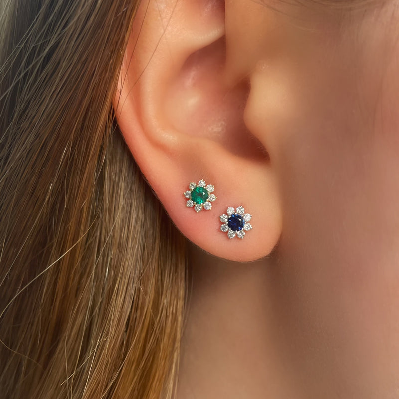 Sisterly Style Emerald Yellow Gold Flower Stud | Online Exclusive