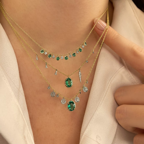 White Gold Emerald and Diamond Necklace