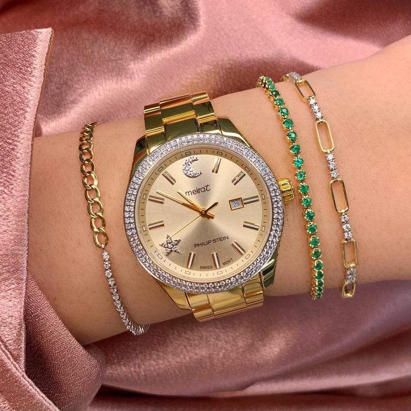 Alternating Diamond and Paperclip Chain Bracelet