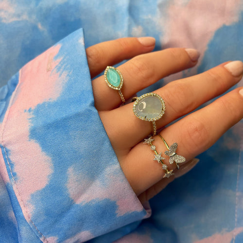 yellow gold and diamond aqua ring