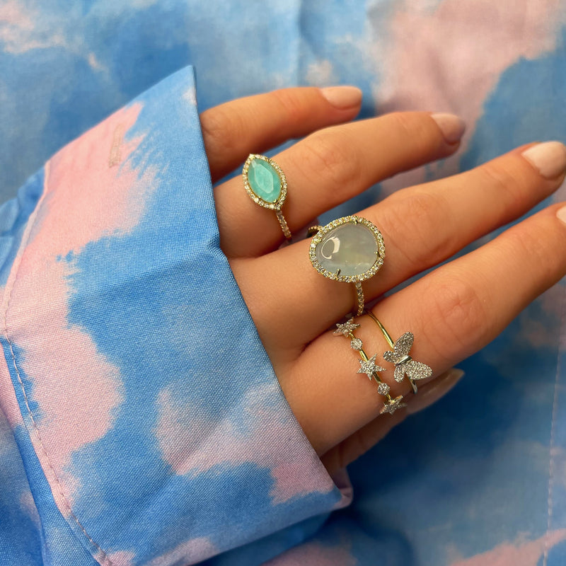 yellow gold and diamond aqua ring