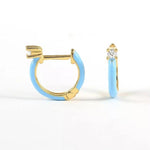 Gold Plated and Crystal Turquoise Hoop Earrings