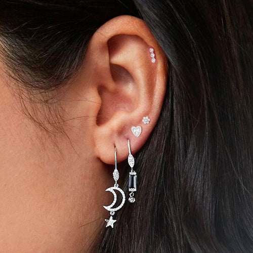 Moon and Star Drop Earrings