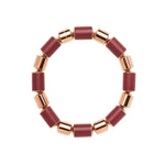 Burgundy Bead and Gold Plated Bead Stretchy Bracelet