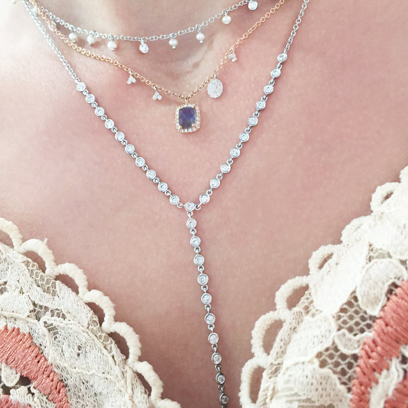 Meira T Diamond Bezel Chain Necklace With Pave Charm